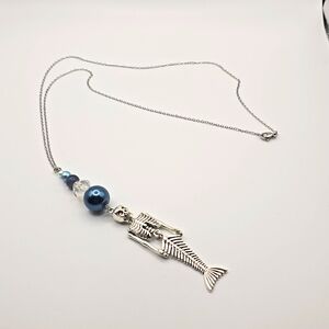 Skellington mermaid necklace